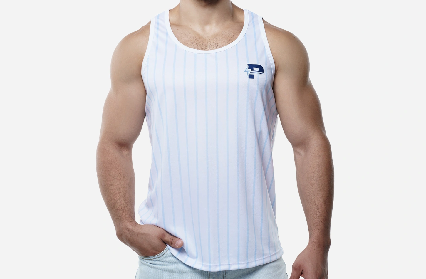 Sky Blue Striped Tank Top