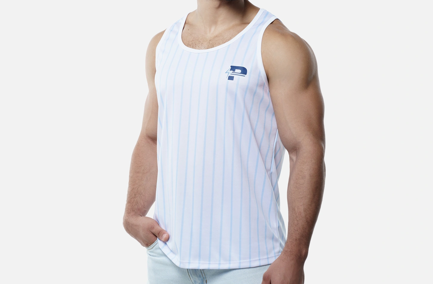 Sky Blue Striped Tank Top - Image 2